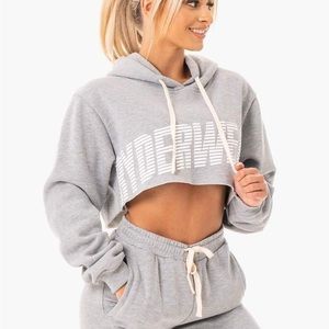 RYDERWEAR Block Cropped Oversized Hoodie - marl grey M